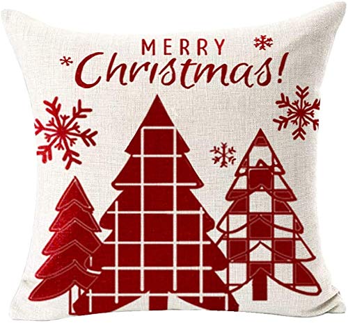 GSPIRIT Christmas Pillow Covers 18 x 18 Inches Set of 4 - Xmas Series Cushion Cover Decorative Throw Pillow Covers for Home Christmas Decor (F)