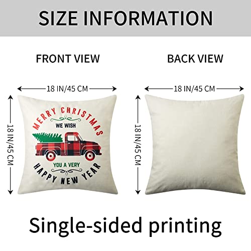 CAROMIO Christmas Decorations Cushion Covers Set of 4, Red and Black Buffalo Plaid Christmas Pillow Covers 45 x 45 Christmas Pillow Cases for Sofa Home Decor 18 x 18 Inch