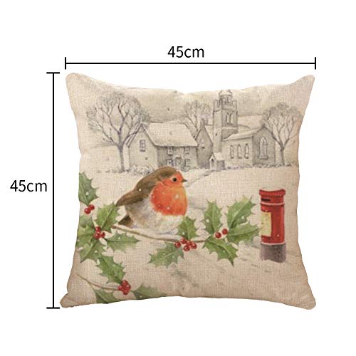 OFCASA Cushion Cover Set of 4 Christmas Cushion Cover 45 x 45 cm Cotton Linen Throw Pillow Case Xmas Decorative Pillow Cover Sofa Bed Chair Home Decor 4 PCS