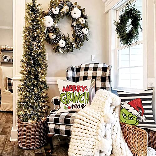 AENEY Christmas Pillow Covers 20x20 Set of 4 for Christmas Decorations Stripe Christmas Pillows Winter Holiday Throw Pillows Christmas Farmhouse Decor for Couch A459-20