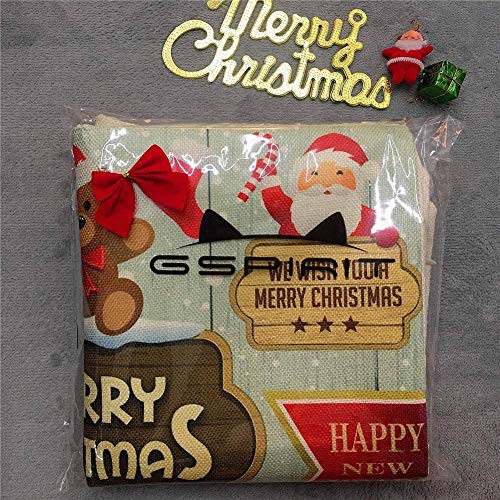 Freeas Set of 4 Christmas Pillow Cover Cotton Linen Decorative Print Christmas Tree,Christmas Deer,Santa Claus, Lovely Boy Sofa Cushion Cover for Home Christmas Favor, 18 by 18 Inches