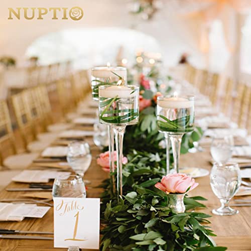 Nuptio Tea Light Candle Holders - 3 Pcs Glass Candle Holder For Tealight & Floating Candles, Tall Elegant Pillar Candle Holder For Wedding Party Table Christmas Centrepieces Living Room Home Decor