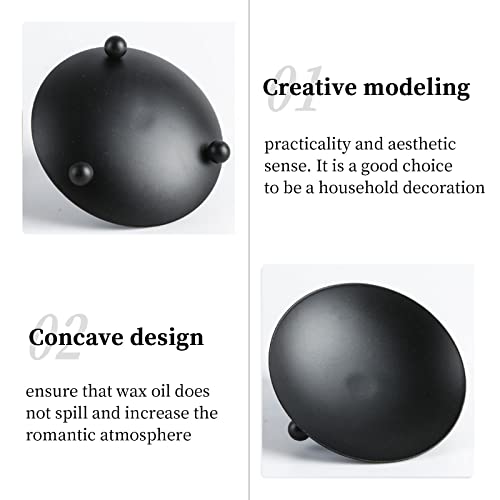 Feliciay 2pcs Pillar Candle Holders, Metal Candle Stand Round Tray, Church Candle Dish Pillar Holder for Christmas Table Decorative Home Living Room Decor(Black) - 10cm