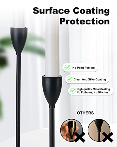 Faveaux Candle Holder Candlestick Holders Set of 3 for Candle Stick Taper Holders Stand Table Centerpieces Fits 2CM Tapers for Wedding, Christmas Party, 12-20-27.5CM, Matte Black