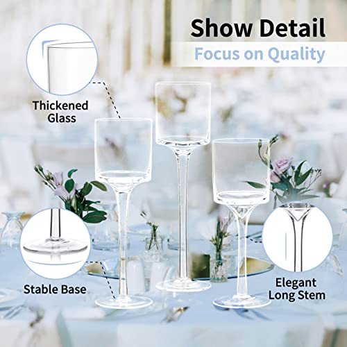NUPTIO 1 Set Glass Candle Holders for Pillar Candle & Floating Candles, Glass Tealight Candle Holder Clear Table Candle Holders for Wedding Party Centerpiece Christmas Halloween Home Decor