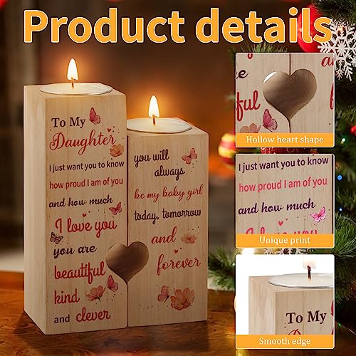 Gifts for Daughter, KAAYEE Heart Shaped Candle Holder Birthday Gifts for Daughter, Presents for Daughter from Mum Dad, Thanksgiving Graduation Christmas Wedding Gifts for Daughter (Daughter 1)