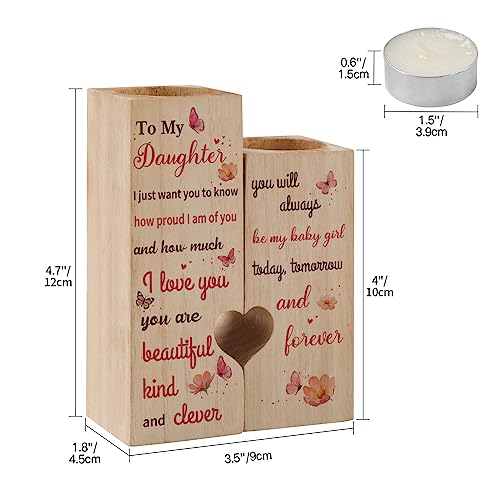 Gifts for Daughter, KAAYEE Heart Shaped Candle Holder Birthday Gifts for Daughter, Presents for Daughter from Mum Dad, Thanksgiving Graduation Christmas Wedding Gifts for Daughter (Daughter 1)
