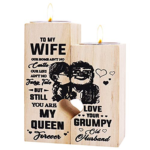 Merclix Candle Holder - Husband to Wife - Valentines Gifts for Wife, Wife Gifts for Birthday Anniversary Christmas