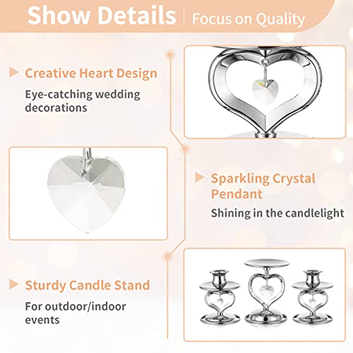 Nuptio Candle Sticks Holder Silver - 3 Pieces Unity Candle Holder for Pillar & Taper, Pillar Candle Holder Tapered Candle Stand Candlestick for Long Candles Gifts Christmas Wedding Dinning Party