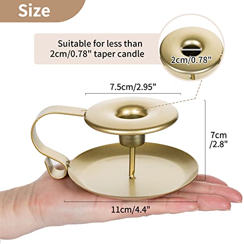 NUPTIO Taper Candle Holder Chamberstick Candlestick Holders, Gold Table Candle Holders for Wedding Party Ceremony, Candlelight Stand for Halloween Christmas Dining Room Decoration Display, 2 Pcs