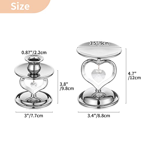 Nuptio Candle Sticks Holder Silver - 3 Pieces Unity Candle Holder for Pillar & Taper, Pillar Candle Holder Tapered Candle Stand Candlestick for Long Candles Gifts Christmas Wedding Dinning Party