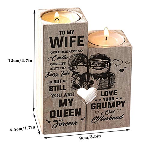 Merclix Candle Holder - Husband to Wife - Valentines Gifts for Wife, Wife Gifts for Birthday Anniversary Christmas