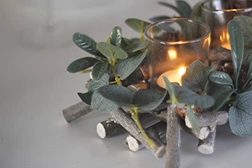Marco Paul Christmas Alpine Sage Votive Candle Holder for 4 Candles Tea Light Xmas Decorative Holder Display Festive Décor Indoor Home Decoration Ornamental Candle Table Centrepiece (Holds 4)