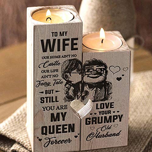 Merclix Candle Holder - Husband to Wife - Valentines Gifts for Wife, Wife Gifts for Birthday Anniversary Christmas