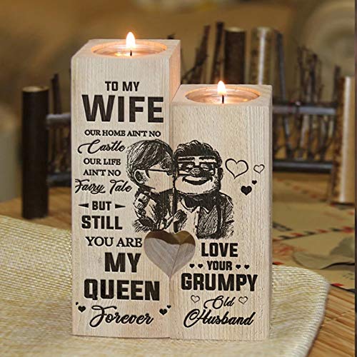 Merclix Candle Holder - Husband to Wife - Valentines Gifts for Wife, Wife Gifts for Birthday Anniversary Christmas