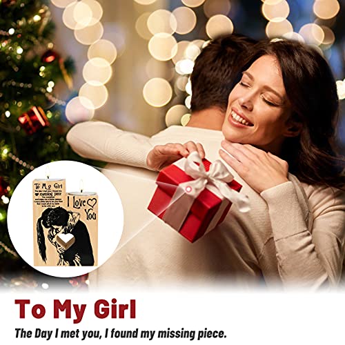 Delisouls Heart-Shaped Hollow Candle Holder, To My Girl I Love You Candlestick with Candle, Gift for Birthday Anniversary Christmas Valentine‘s Day