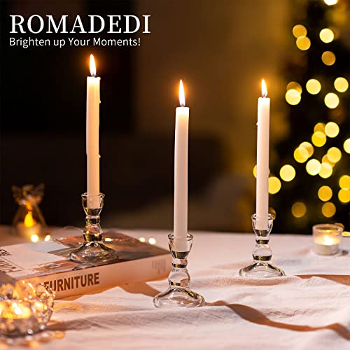Romadedi Glass Candle Holder for Candlestick - 4pcs Clear Tapered Candle Holders Bulk for Standard Candle Sticks for Wedding Centrepieces Christmas Table Décor