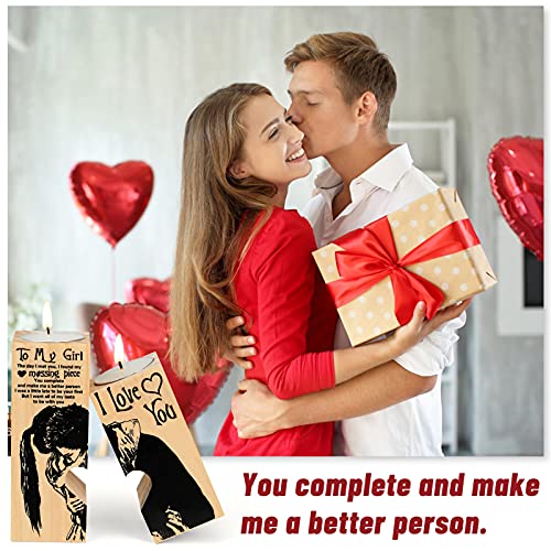 Delisouls Heart-Shaped Hollow Candle Holder, To My Girl I Love You Candlestick with Candle, Gift for Birthday Anniversary Christmas Valentine‘s Day