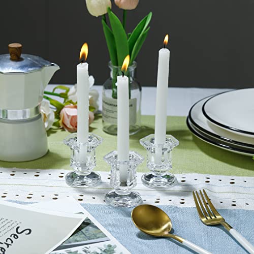 Glass Candle Holder Taper Candlestick Holders set of 6 for Wedding, Church, Christmas Decoration, Bedroom Decoration