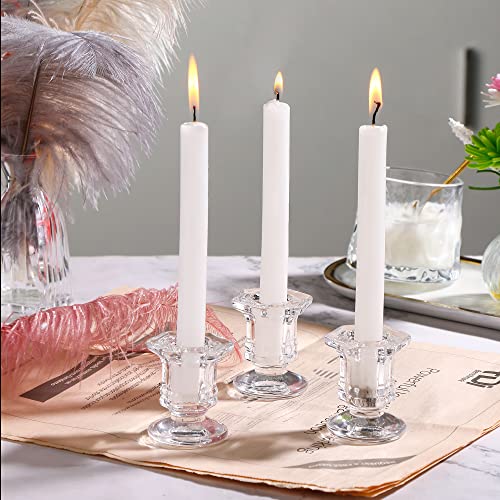 Glass Candle Holder Taper Candlestick Holders set of 6 for Wedding, Church, Christmas Decoration, Bedroom Decoration