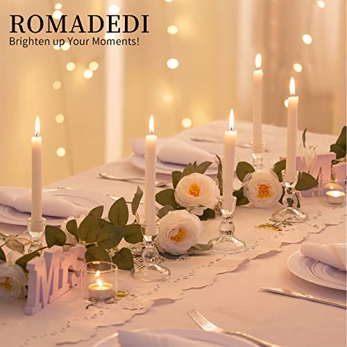 Romadedi Glass Candle Holder for Candlestick - 4pcs Clear Tapered Candle Holders Bulk for Standard Candle Sticks for Wedding Centrepieces Christmas Table Décor