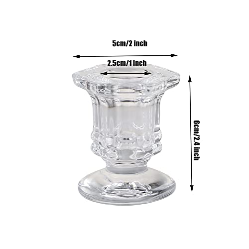 Glass Candle Holder Taper Candlestick Holders set of 6 for Wedding, Church, Christmas Decoration, Bedroom Decoration