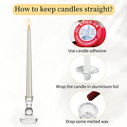 Romadedi Glass Candle Holder for Candlestick - 4pcs Clear Tapered Candle Holders Bulk for Standard Candle Sticks for Wedding Centrepieces Christmas Table Décor