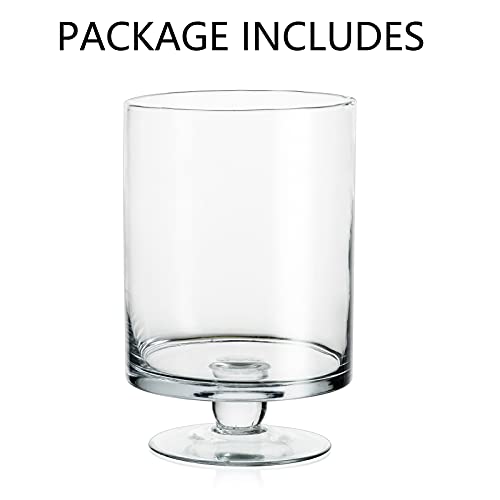 Glass Candle Holder for Pillar Candles - Large Glass Vases for Table Decoration, Clear Hurricane Candle Holder for Wedding Christmas Halloween Party Centerpiece Dining Room Decor, Gifts for Women