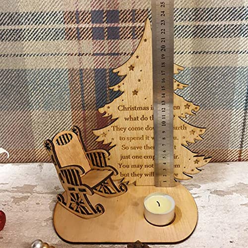 Christmas Remembrance Candle Ornament To Remember Loved Ones, Wooden Candle Holder With Personalised Chair, Loved Ones In Heaven Version Memory Table Top Plaque Centrepiece With Empty Chair