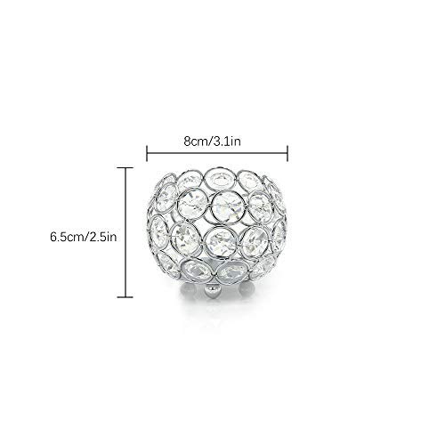 VINCIGANT Crystal Tea light Candle Holders Sliver Bowl Candlestick Holders Table Centrepiece Ornaments for Home Decor Christmas Halloween Party 4pcs Set,8cm Diameter