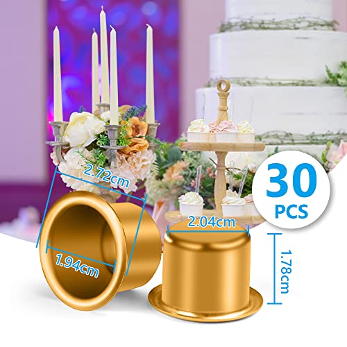 AOMIG Mini Metal Candle Holders, 30Pcs Creative Candle Cups Holders, Gold Aluminum Candelabra, Candlestick Holder for DIY Candle Making, Birthday, Thanksgiving, Valentine's Day, Christmas Decoration