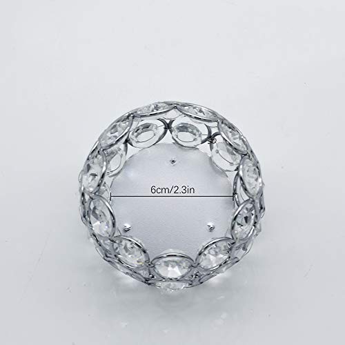 VINCIGANT Crystal Tea light Candle Holders Sliver Bowl Candlestick Holders Table Centrepiece Ornaments for Home Decor Christmas Halloween Party 4pcs Set,8cm Diameter