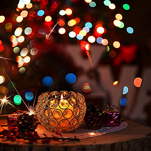 VINCIGANT Crystal Tea light Candle Holders Sliver Bowl Candlestick Holders Table Centrepiece Ornaments for Home Decor Christmas Halloween Party 4pcs Set,8cm Diameter
