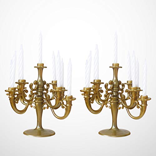 Amosfun 2 Pcs Candelabra Cake Topper Creative Candlestick Taper Candle Holder Dessert Food Topper For Christmas Wedding Birthday Cake Decor