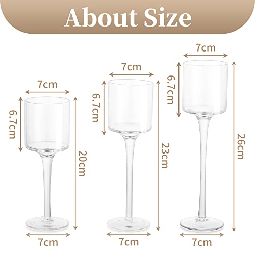 Sziqiqi Clear Glass Tea Light Candle Holders Set of 6, Tall Candle Holder for Floating Candles and Pillar Candles, Elegant Table Centrepieces for Mantelpiece Dining Rooms Wedding Party Christmas