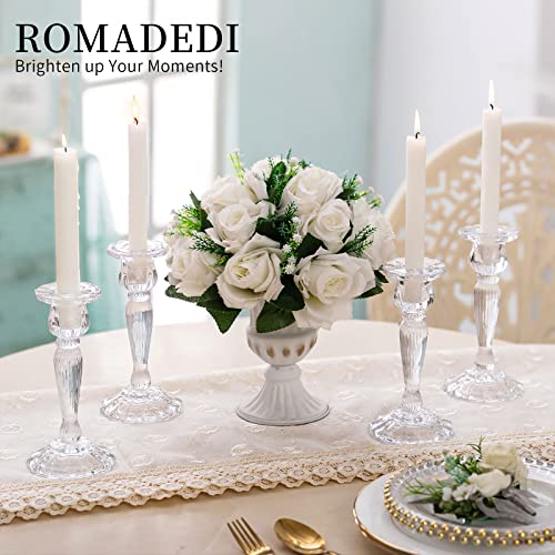 Crystal Candle Holders Candlestick Holders – Romadedi Taper Glass Candle Holder Candle Stick Holder for Dining Table Decoration, Christmas, Living Room, Fireplace Mantle, Wedding Decor, 2Pcs