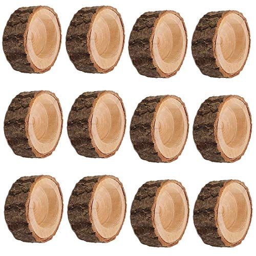 Yikko Wooden Candleholder Set, Votive Tealight Holder for Wedding Centerpieces for Table, Halloween |Christmas Party |Valentine's Day |Home Decoration - 12pcs (2.36Wx0.98H)