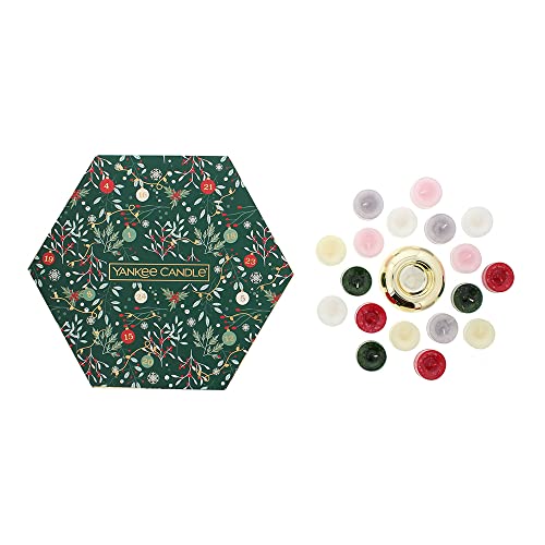 Yankee Candle Gift Set | 18 Scented Tea Lights & 1 Ceramic Candle Holder | Countdown to Christmas Collection