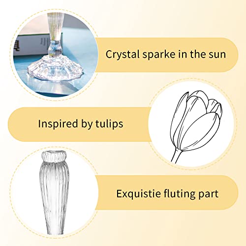 Crystal Candle Holders Candlestick Holders – Romadedi Taper Glass Candle Holder Candle Stick Holder for Dining Table Decoration, Christmas, Living Room, Fireplace Mantle, Wedding Decor, 2Pcs