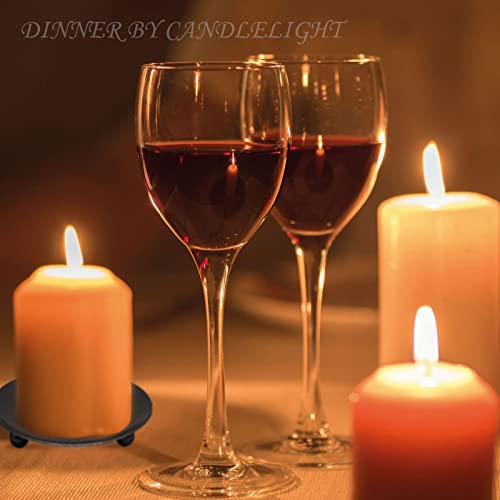 MIVAIUN Candle Holders 4Pcs Black Retro Pillar Candle Holders Round Candle Decorative Tray 10cm Iron Candle Tray Candlestick Holders for Spa Wedding Bathroom Church Living Room Party Christmas (Black)