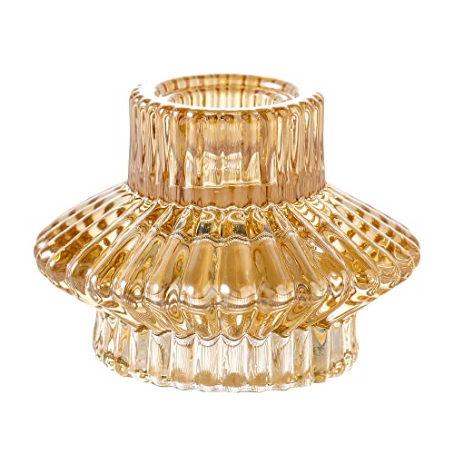 Gold Glass Candle Holder Tealight Candlestick Holders 2 in 1 set of 6 for Wedding, Home, Church, Christmas,Birthday party, Bedroom Decoration