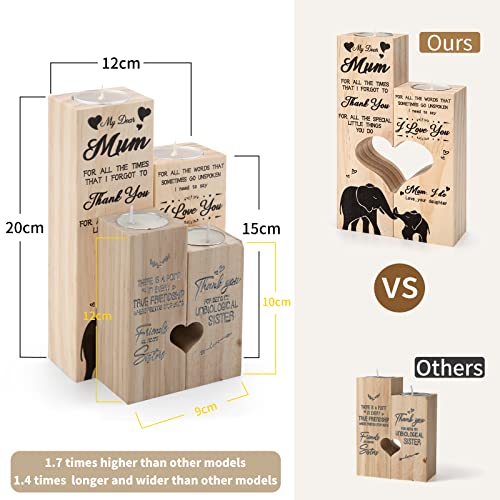 Yoillione Mum Birthday Gifts for Her, Thank You Personalised Gifts for Women 50th 40th Birthday Unique Funny Mam Gifts Heart Shaped Candle Holders Presents Mom Gift Ideas for Christmas Mothers Day