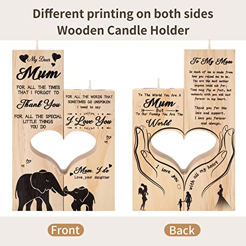 Yoillione Mum Birthday Gifts for Her, Thank You Personalised Gifts for Women 50th 40th Birthday Unique Funny Mam Gifts Heart Shaped Candle Holders Presents Mom Gift Ideas for Christmas Mothers Day