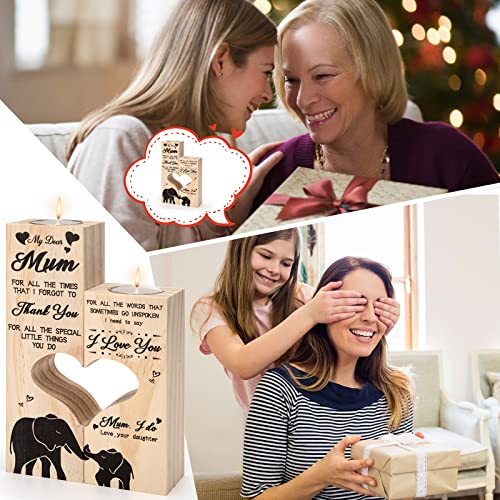 Yoillione Mum Birthday Gifts for Her, Thank You Personalised Gifts for Women 50th 40th Birthday Unique Funny Mam Gifts Heart Shaped Candle Holders Presents Mom Gift Ideas for Christmas Mothers Day