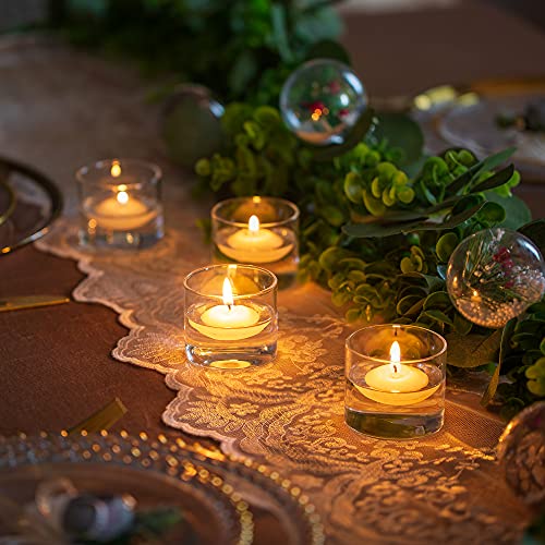 Romadedi Tea Light Candle Holders Glass - Tealight Holder Clear Set of 12 Bulk for Floating Votive Candles Dinner Table Centerpiece Wedding Party Christmas Decor, 5.7 x 5 cm
