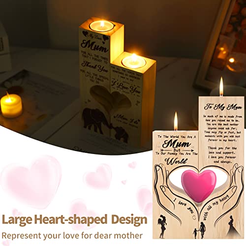 Yoillione Mum Birthday Gifts for Her, Thank You Personalised Gifts for Women 50th 40th Birthday Unique Funny Mam Gifts Heart Shaped Candle Holders Presents Mom Gift Ideas for Christmas Mothers Day