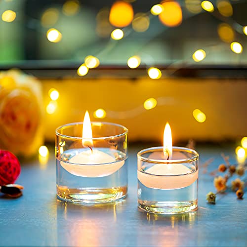 Romadedi Tea Light Candle Holders Glass - Tealight Holder Clear Set of 12 Bulk for Floating Votive Candles Dinner Table Centerpiece Wedding Party Christmas Decor, 5.7 x 5 cm