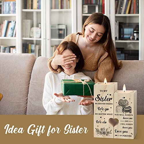 Sister Gifts, Heart Shaped Candle Holders Gifts for Sister, Personalized Candle Gifts for Women Sister, Christmas Birthday Wedding Presents for Sister From Sister