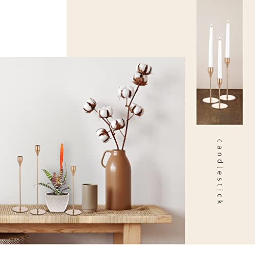 Teruntrue 9 Pcs Taper Candle Holders Candlestick Holders, Gold Metal Candle Holder with Circle Candlesticks Table Centrepieces Set for Wedding Christmas Candle light Dinner Anniversary Home Decoration