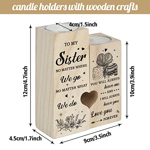 Sister Gifts, Heart Shaped Candle Holders Gifts for Sister, Personalized Candle Gifts for Women Sister, Christmas Birthday Wedding Presents for Sister From Sister